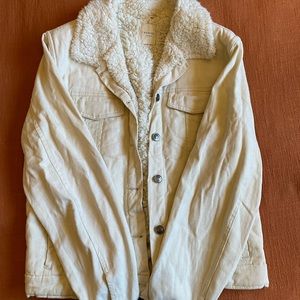 Cream Denim Jacket Lined with Soft Material